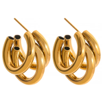 Load image into Gallery viewer, Mellany Tri Gold Hoops
