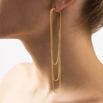 Load image into Gallery viewer, Iris Chain Gold Hanging Earrings
