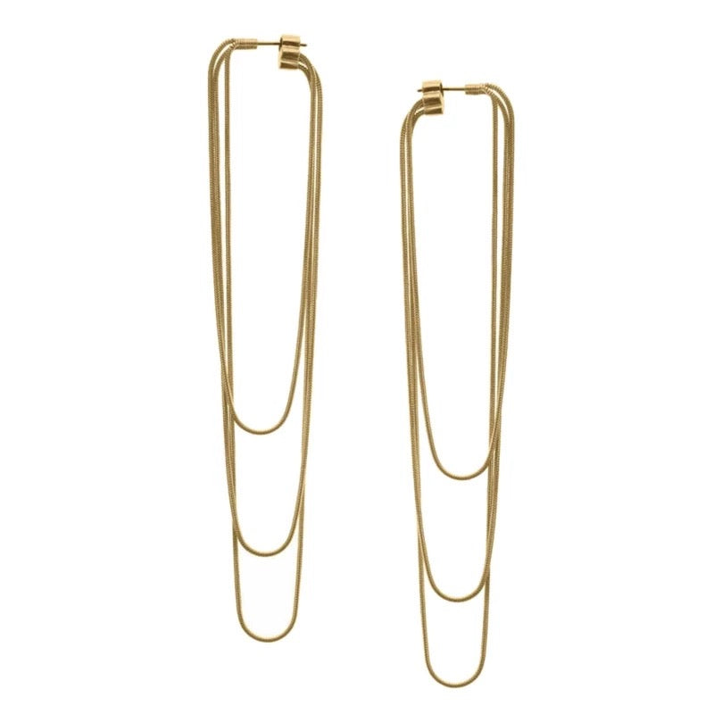 Iris Chain Gold Hanging Earrings