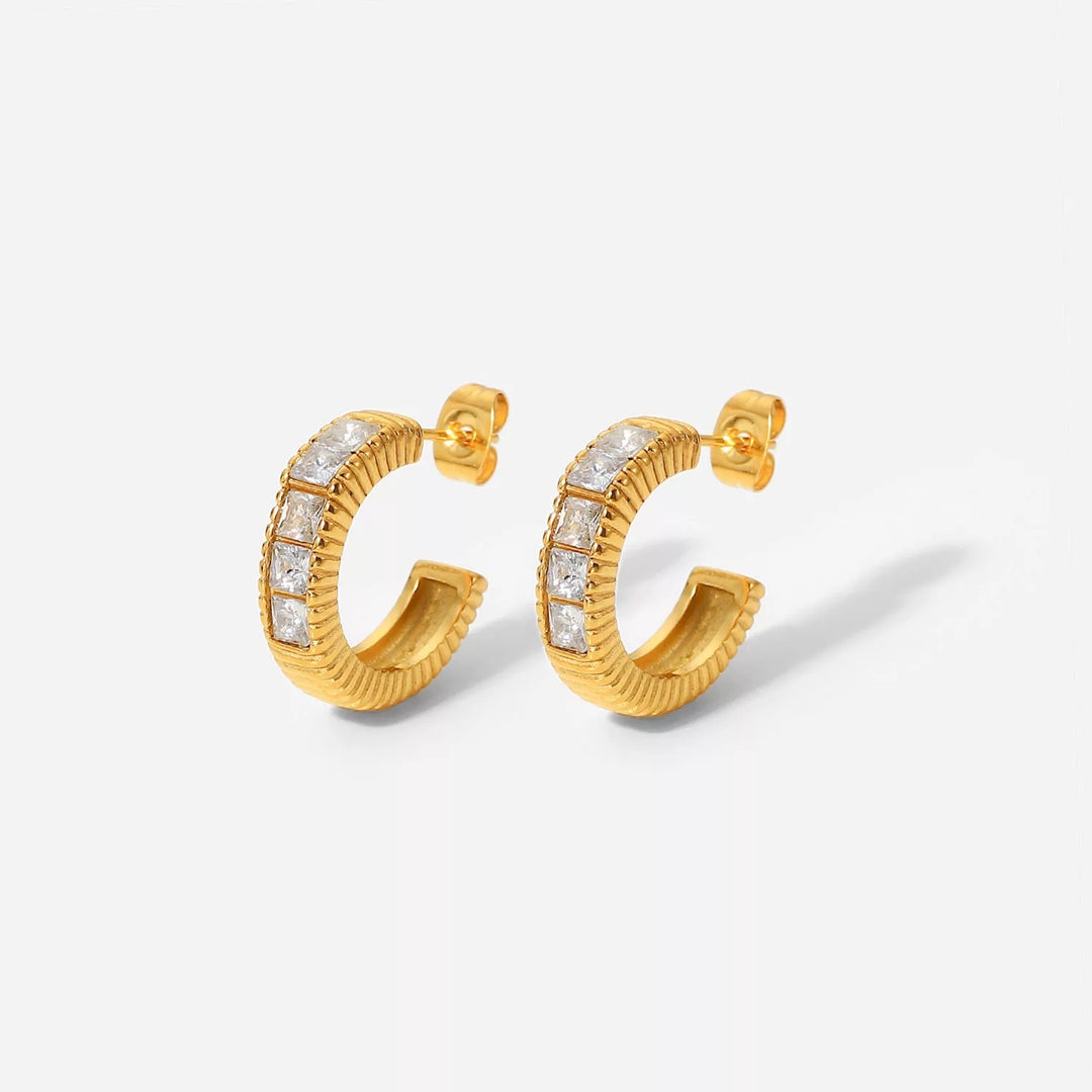 Iris Zircon Gold Earrings