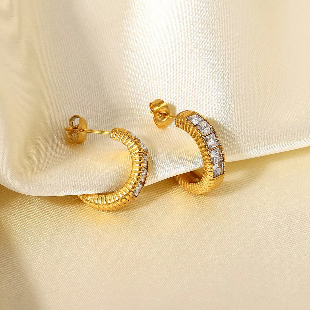 Iris Zircon Gold Earrings