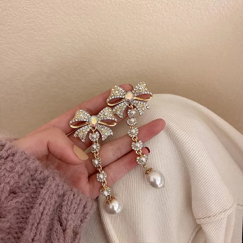 Zircon Bow Cocktail Earrings