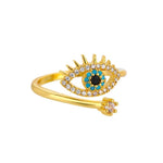 Load image into Gallery viewer, Evil eye gold plated turquoise stone ring
